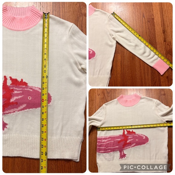 Mairos Pachi white and pink Axolotl sweater size M - Picture 16 of 16